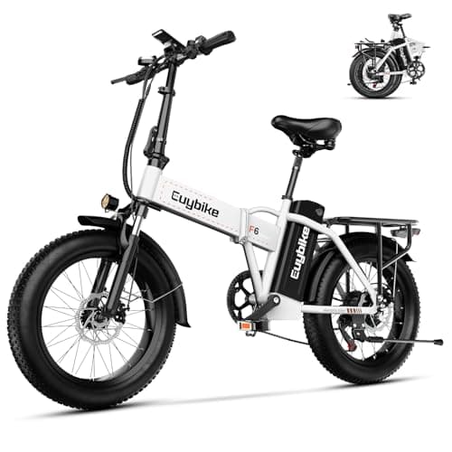 Foldable Electric Bike for Adults, 30+MPH, 48V 20Ah Removable Battery up to 80Miles, 20" Fat Tire Peak 1000W Motor Dirt Ebike Adult Electric Bicycle for City Commute Beach Mountain E Bike White