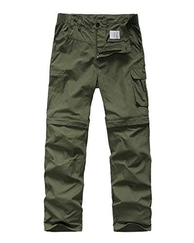 linlon Kids' Cargo Pants, Boy's Casual Outdoor Quick Dry Waterproof Hiking Climbing Convertible Trousers #9016-Army Green-XXL