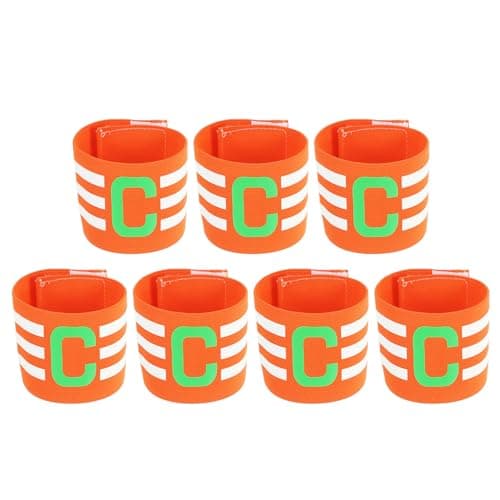 MECCANIXITY Soccer Captain Armband, Nylon Captain Arm Bands for Soccer Elastic Captain C Arm Band Sports Captain Armbands for Football Team Training Youth & Adult Orange, Pack of 7