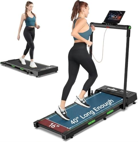 THERUN Walking Pad, 2 in 1 Foldable Treadmills for Home, 2.5HP Under Desk with Handle Bar, 16" Widened Running Belt, with Remote Control & LED Touch Screen