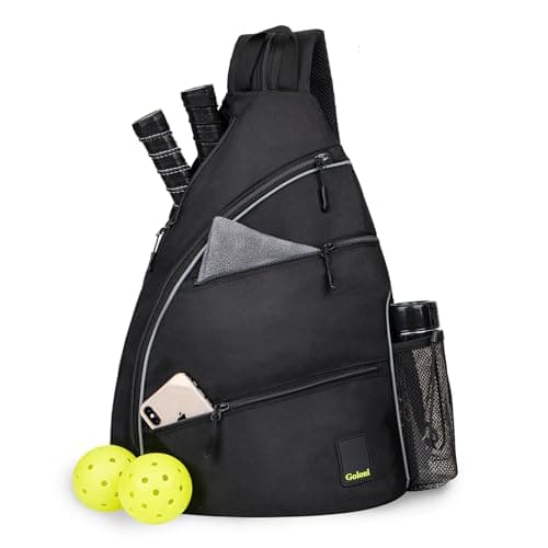 Goloni Pickleball Bag for Women Men, Convertible Pickleball Backpack Sling Bag with Fence Hook, Waterproof Polyester Paddle Bag with Multiple Compartments,Black