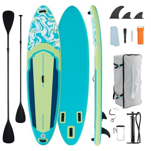 Sweetcrispy Inflatable Stand Up Paddle Board with Premium SUP Paddleboard Accessories,Wide Stable Design,2-in-1 Paddle,Non-Slip Comfort Deck for Adults & Youth of All Skill Levels
