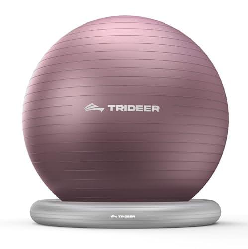 Trideer Yoga Ball Chair with Base for Office Desk, Exercise & Stability Ball Seat, Pilates Ball for Core Training, Pregnancy Ball for Comfort, Back Pain Relief & Active Sitting