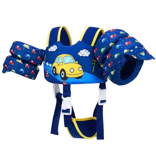 Gogokids 2-in-1 Toddler Swim Vest Pool Floaties for Kids[CPC Certified & Remove Crotch Strap]Puddle Float Jumper 24-66 Pounds, Toddler Arm Floaties Swim Jacket Water Wings for kids Boys Girls Swimmies