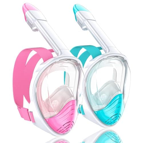 QingSong Full Face Snorkel Mask for Adults, Snorkeling Gear with Camera Mount, 180 Degree Panoramic View Snorkel Set Anti-Fog Anti-Leak