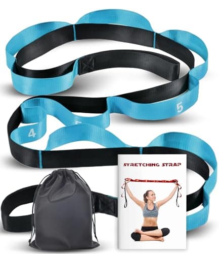 Acozycoo Stretching Strap with Loops for Physical Therapy,Yoga Strap for Stretching,Home Workout,Pilate & Flexibility Training,Non-Elastic Exercise Stretch Band for Hamstring,Leg Stretcher Belt,Flexibility Fascia (Blue)