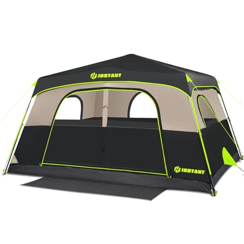 HINSTANT 4/6/8 Person Instant Tent, Waterproof Pop Up Tents for Camping with Rainfly, 60 Seconds Easy Setup, Automatic Cabin Tent for Family Camping with Expandable Carry Bag & Upgraded Ventilation