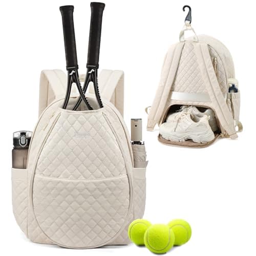 Sucipi Tennis Bags for Women, Quilted Tennis Racket Bag with Shoe Compartment, Large Capacity Tennis Backpack for Tennis Racquet, Pickleball Paddles, Badminton