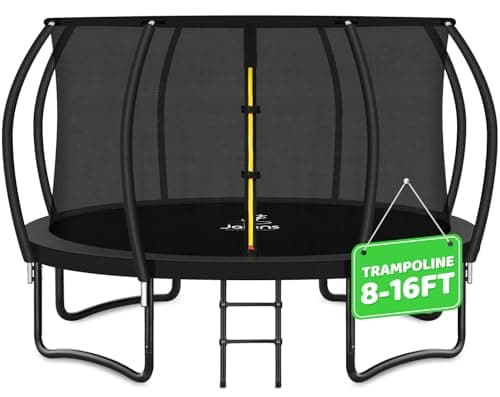 JELENS Trampoline 8FT 10FT 12FT 14FT 15FT 16FT, Recreational Trampolines with Enclosure Net, Outdoor Anti-Rust Trampolines for Kids and Adults, ASTM Approved