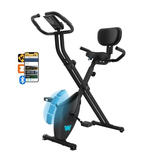 BARWING Exercise Bike Stationary Bikes for Home，3 in 1 Folding Exercise Bikes for Seniors, Indoor Cycling Workout Bike 16-Level Adjustable Resistance,330LB Capacity,Comfortable Seat Backrest Black