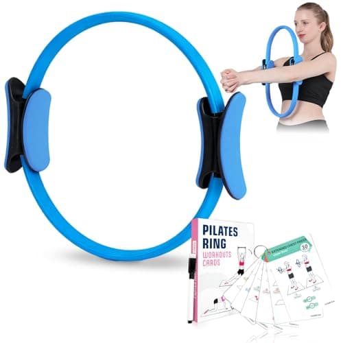 COARVXA Pilates Ring Fitness Circle for Women - 15 Inch Magic Fitness Circle for Toning Inner & Outer Thighs, Bonus Pilates Equipment Thigh Master Guide. (Blue)