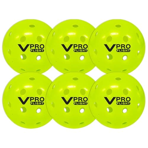 Vulcan | VPRO Flight Outdoor Pickleball | Official Ball of DUPR | Hi-Vis Yellow | 6-Pack