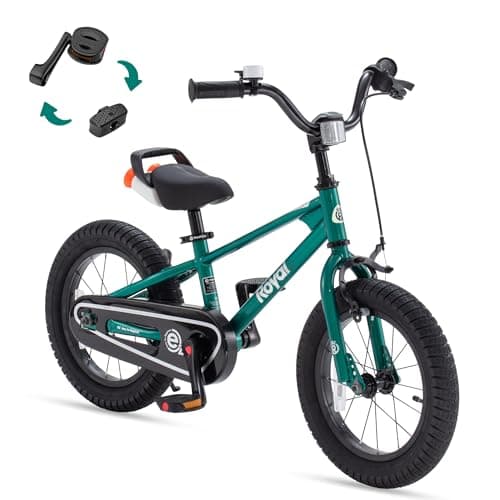 RoyalBaby EZ Toddlers Kids Bike, 14 Inch Wheel Bicycle with Quick Release Crank for Beginners Boys Girls Ages 3-5 Years, Easy Learn Biking, Green