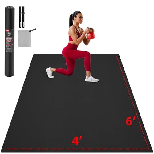 GymCope Extra Large Exercise Mat, 10'x6'/9'x6'/8'x6'/7'x5'/6'x4'(8mm) Thick Workout Mat for Home Gym & Garage Flooring, Shoe-Friendly, High-Density, MMA, HIIT, Weight Lifting, Cardio&Strength