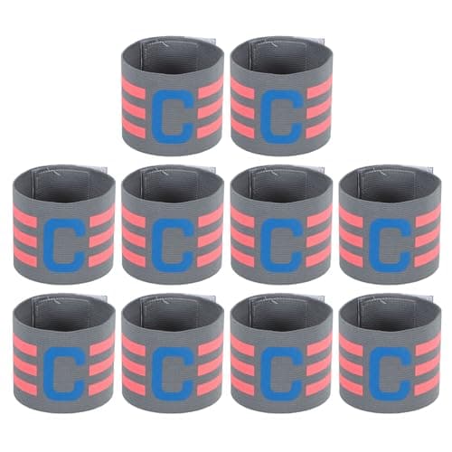 MECCANIXITY Soccer Captain Armband, Nylon Captain Arm Bands for Soccer Elastic Captain C Arm Band Sports Captain Armbands for Football Team Training Youth & Adult Grey, Pack of 10