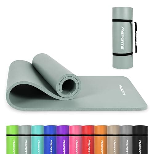 MSPORTS Thick Yoga Mat Premium Non Slip – Extra Comfortable Exercise Mat for Home Workouts, Pilates, Stretching & Gym – Cushioned NBR Foam, Yoga Mat with Strap, for Women & Men (Mint, 74.5 x 40 x 0.6 in)
