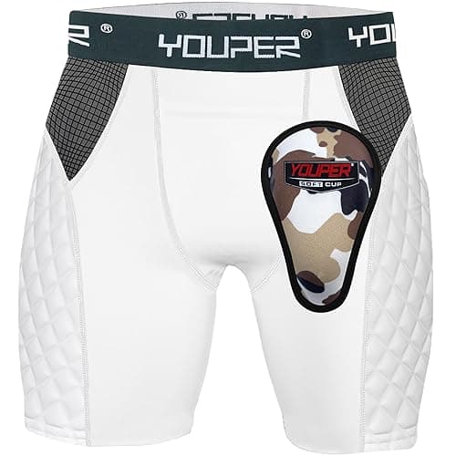 Youper Youth Elite Padded Baseball Sliding Shorts w/Soft Athletic Cup (White, X-Large)