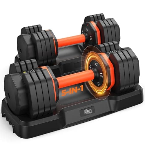2025 Updated Adjustable Dumbbell Set of 2, 5-IN-1 Weights Dumbbell Set with Storage Box, 25lbs/55lbs Adjustable Weights with Anti-slip Silicone Grip, Weight Set For Home Gym Suit both Men and Women (55LBS Pair(Total 110LBS))