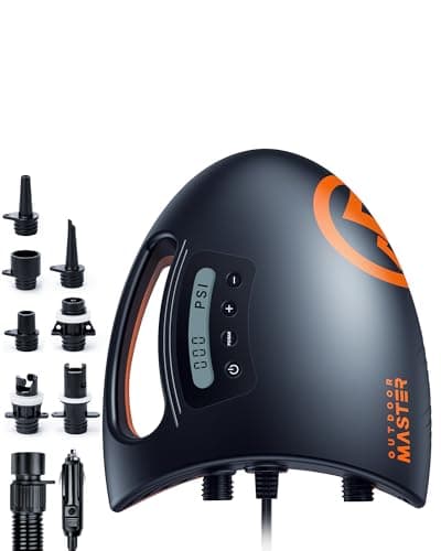 OutdoorMaster Shark High Pressure SUP Pump - Electric Air Pump with 20 PSI Active Cooling System Dual Stage Inflation & Auto-Off for Inflatable Paddle Board, Boats, Water Sports -2nd Gen