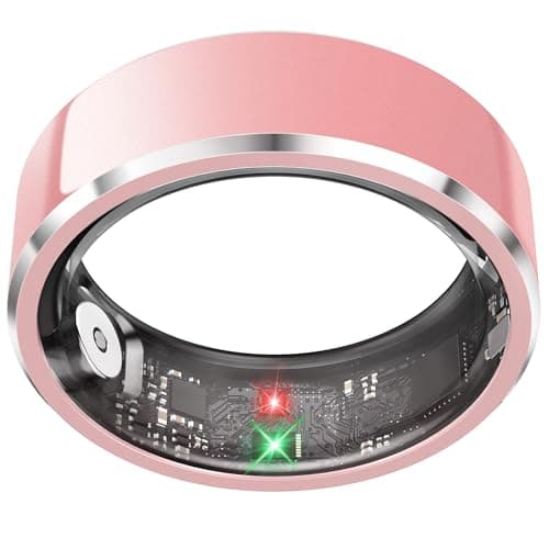 Smart Ring for Women, Fitness & Activity Tracker with Blood Pressure/Heart Rate Monitor, Sleep Tracker, Step Counter, IP68 Waterproof Ring for iOS & Android,Fast Charge, No Subscription (Pink,Size8）