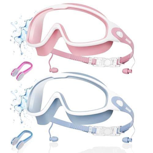 Aegend New Adult Wide View Swim Goggles, Anti-Fog/UV No Leak Swimming Goggles with Ear Plugs for Men & Women