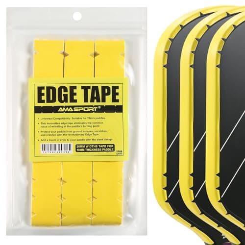 PICKLETECH Pickleball Paddle Protection Tape Yellow - Paddle Head Edge Guard - Racket Edge Protection Tape -Fit Perfectly Curved Edge -No Wrinkling Pizzazz Contrasty Colors