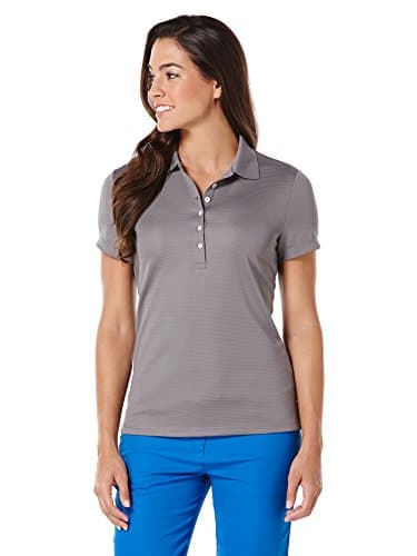 Callaway Women's Short Sleeve Ottoman Stretch Performance Golf Polo, Sun Protection, Moisture-Wicking (Available in Plus), Smoked Pearl, X-Large