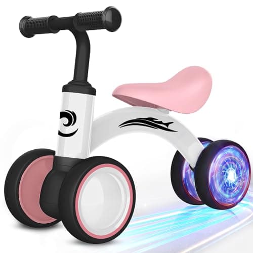 Colorful Lighting Baby Balance Bike Toys for 1 Year Old Girl Gifts, 10-36 Month Toddler Balance Bike, No Pedal 4 Silence Wheels & Soft Seat Pre-School First Riding on Toys, 1st Birthday Gifts.