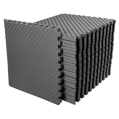 BalanceFrom Puzzle Exercise Mat 1" Thick, EVA Interlocking Foam Floor Tiles for Home Gym, Mat for Home Workout Equipment, Floor Padding for Kids, Gray, 24 in x 24 in x 1 in, 72 Sq Ft - 18 Tiles