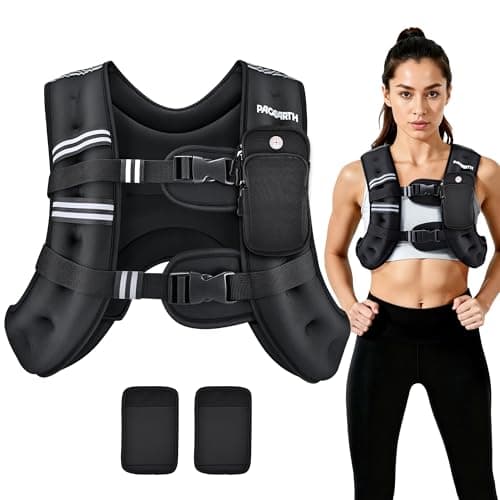 PACEARTH Weighted Vest, 6lb/12lb/16lb/20lb/25lb/30lb Weight Vest with Reflective Stripe, Body Weight Vests Adjustable for Men, Women Workout, Strength Training, Running, Walking, Jogging