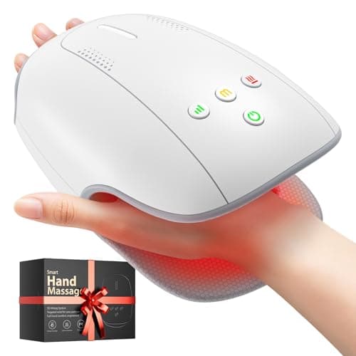 Estefanlo Hand Massager with Heat and Compression, Cordless Hand Massager for Arthritis Pain Relief, 3 Modes Air Compression Finger Massage Device, 2 Heat Levels, Washable Silicone Liner