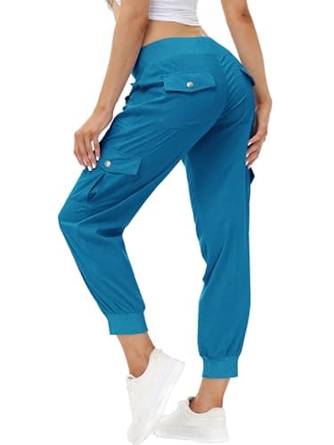 MoFiz Hiking Cargo Pants for Women with Pockets Lightweight Quick Dry Athletic Outdoor Summer Travel Casual Joggers Sweatpants Sapphire Blue XL