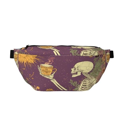 Running Waist Pack Witchy Skull Flower Sun Art 2-in-1 Fanny Pack and Crossbody Bag Hiking Daypack for Men Women Running Travel Hiking Daily Commute
