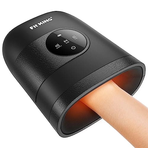 FIT KING Hand Massager with Heat for Hand Massage and Arthritis Carpal Tunnel Finger Numbness Relief - Cordless & Portable & Touch Screen - Ideal for Women Men Parents