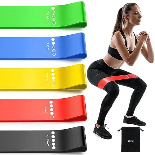 Resistance Bands for Working Out, 5-Pack Elastic Exercise Bands for Strength Training, Stretching, Workout; Home Gym Equipment for Women Men, Pilates Yoga Physical Therapy, Leg Glute Arm Exercise Kit