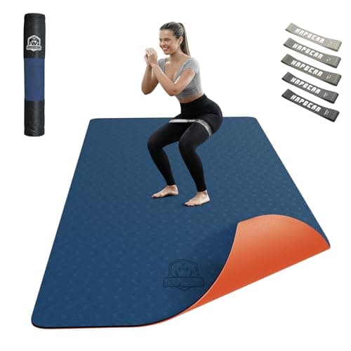 HAPBEAR Large Yoga Mat - 72"x36"x6mm (1/4 inch), Extra Wide Non-Slip Exercise Mat for Home Workout, Yoga, Pilates & Stretching, Durable & Eco-Friendly, Includes Bonus Resistance Bands & Carry Bag