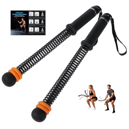 2 PCS Weighted Cordless Battle Ropes - Adjustable Resistance and Portable Ropeless Battle Ropes with Non Slip Handle - Low-Noise Exercise Rope for Instant Effective Workouts Anytime (Black)