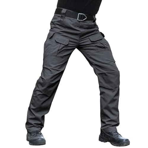 Hiwise Men's Stretch Tactical Pants Water Resistant Ripstop Cargo Pants Outdoor Lightweight EDC Work Hiking Pants (Charcoal, 30WX32L)
