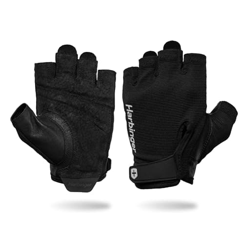 Power Gloves 3.0 - Durable Half Finger Weightlifting Gloves with Adjustable Wrist Closure, Breathable Leather Palm, Men's, Black, Medium