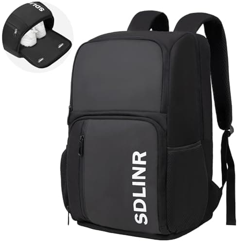 SDLINR Pickleball Bag Fits 4 to 10 Paddles, Large Pickleball Backpack with Shoe Compartment and Fence Hook, Pickle ball Gifts for Men Women (Black)