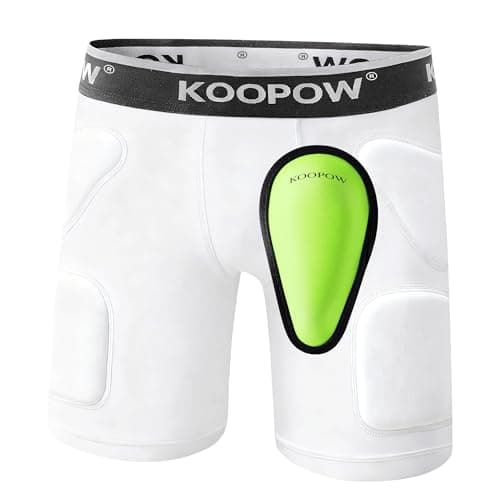 KOOPOW Youth Boys Padded Compression Sliding Shorts Pants with Soft Protective Athletic Cup & Pocket, Baseball Slider Underwear for Kids, Baseball, Football, Lacrosse (0933W, Small)