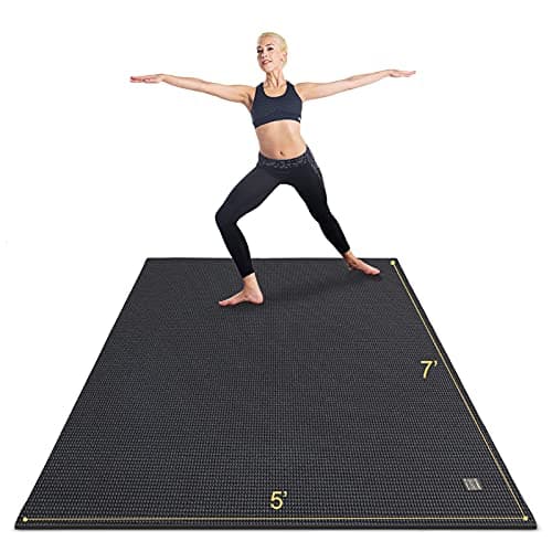 GXMMAT Large Yoga Mat 6'x4'/6'x6'/7'x5'(7mm/9mm), Extra Thick Workout Mats for Home Gym Flooring,Ultra Comfortable Non-Slip Quick Resilient Barefoot Wide Exercise Mat for Pilates,Stretching,Meditation