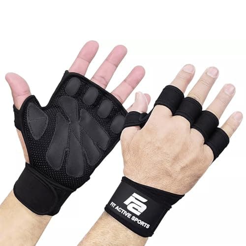 Fit Active Sports Weight Lifting Workout Gloves with Built-in Wrist Wraps for Men and Women - Great for Gym Fitness, Cross Training, Hand Support & Weightlifting