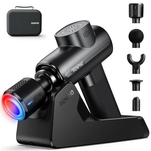 RENPHO Active Thermacool Deluxe Massage Gun Deep Tissue with Charging Stand, Mothers Day Gifts Back Massager with Heat and Cold Head, Percussion Body Muscle Masajeador for Athletes Pain Relief