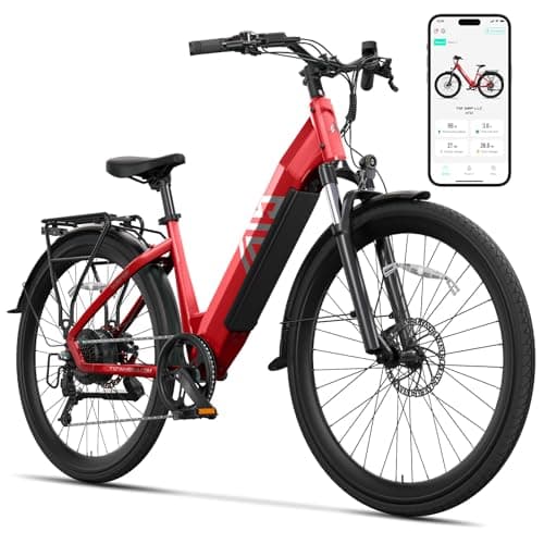 TST Electric Bike for Adults, 1200W Peak Motor 60 Miles Fat Tire E Bike with 48V 15Ah Removable Battery 27.5 * 22" All-Terrain Electric Bike Dual Suspension, Red