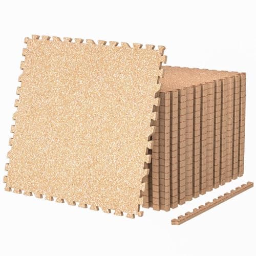 AIRHOP 0.79in Thick 48 Sq Ft Exercise Equipment Mats, 12 Tiles Upgraded Rubber Top with High Density EVA Foam, Large Interlocking Puzzle Gym Flooring for Home Gym, Heavy Weight Workout,Wood