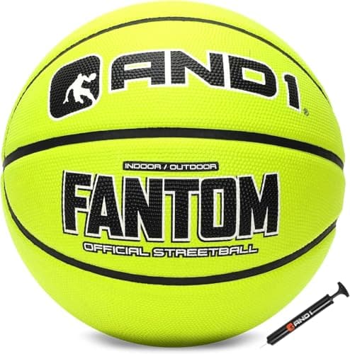 AND1 Fantom Rubber Basketball: Official Regulation Size 7 (29.5 inches) - Deep Channel Construction Streetball, Made for Indoor Outdoor Basketball Games