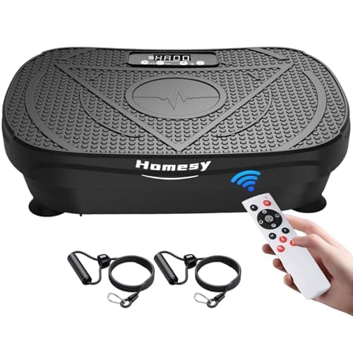 Homesy Vibration Plate Exercise Machine, Vibrating Plate for Lymphatic Drainage, Full Body Shake Platform Board for Home Fitness and Fat Burning, Sport Gym Equipment for Women Men, Black