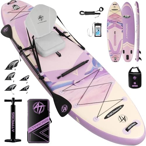 ATPROSS 12'x36 Inflatable Paddle Board, 500lbs Extra Wide Stand Up Paddleboard for Adults with Premium SUP Accessories Kit & Backpack, Blow Up Kayak Non-Slip Stable Deck Boat for Yoga Fishing Surf