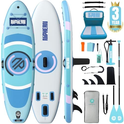 Niphean（Ultra-Light）Inflatable Paddle Board with StabilTrac Fin and Durable SUP Accessories, 10' Stand Up Paddle Boards for Adults & Youth, Versatile Yoga Paddle Board, Gift Ideas-Sky Melody with Seat